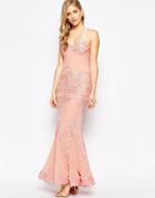 Forever Unique Porsia Maxi Dress In Lace - Nude
