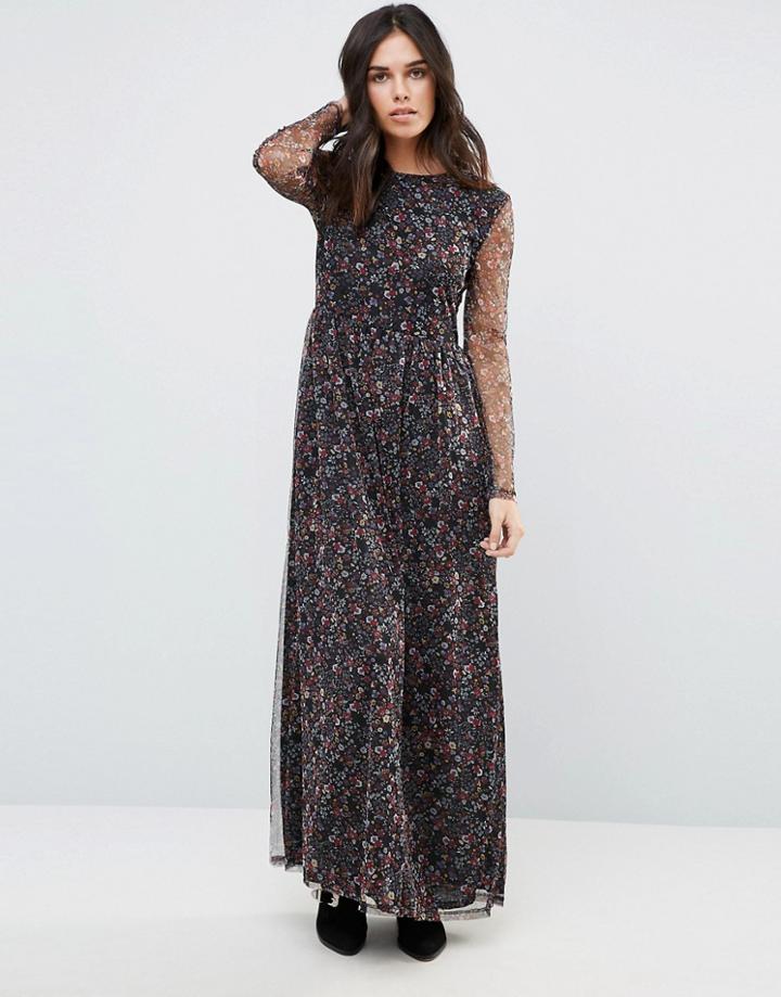 First & I Long Sleeve Maxi Dress - Black
