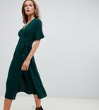 Missguided Exclusive Tie Waist Midi Dress In Green - Green