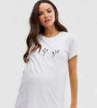 Asos Design Maternity Nursing Flower Motif T-shirt-white