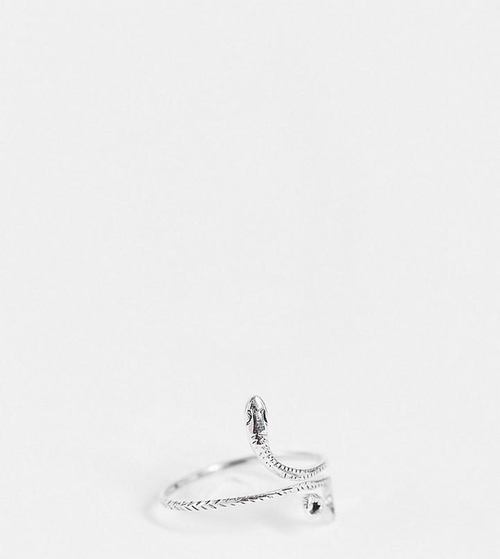 Kingsley Ryan Curve Snake Ring In Sterling Silver
