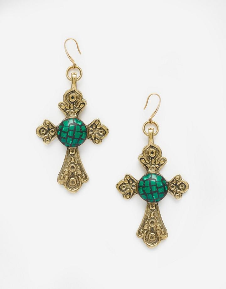 Rock N Rose Maria Fancy Brass Earrings - Gold