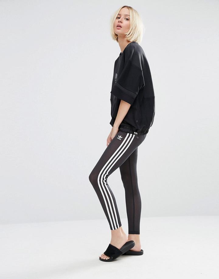 Adidas Originals Mesh Three Stripe Leggings - Black