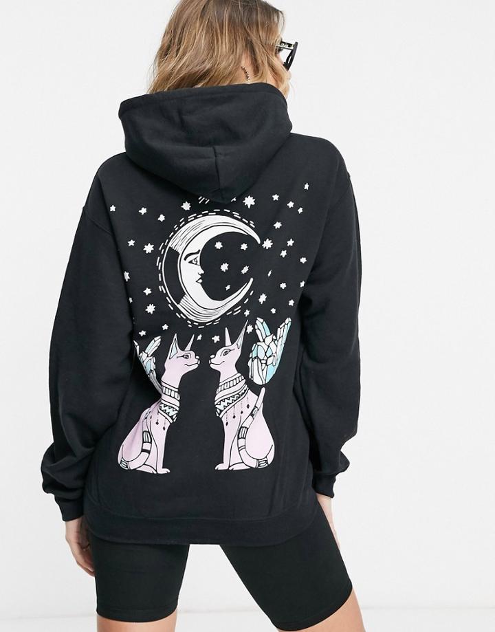 Hnr Ldn Mystic Cat Hoodie In Black