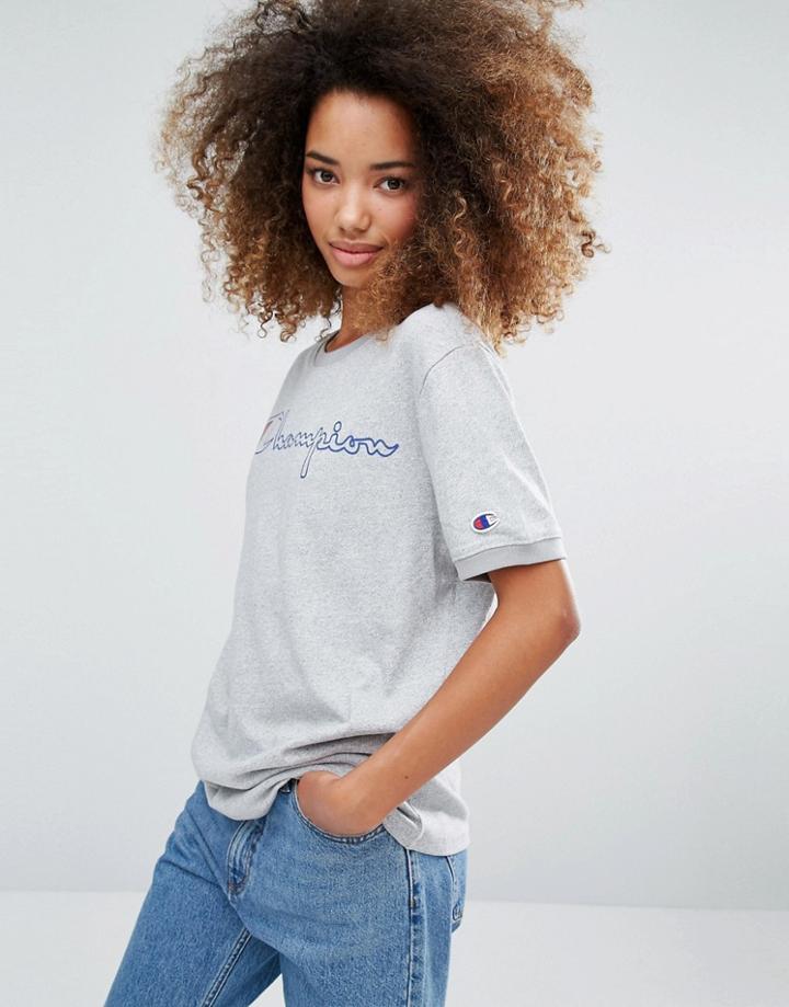 Champion Oversized T-shirt With Script Logo - Gray