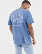 Boohooman Oversized T-shirt With Back Print In Blue - Blue