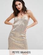 New Look Petite All Over Sequin Mini Dress - Gold