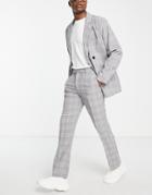 Mennace Straight Leg Suit Pants In Gray Check