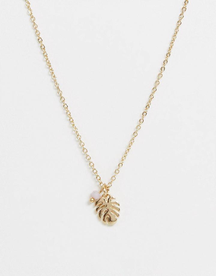 Miss Selfridge Leaf Pendant Necklace - Gold