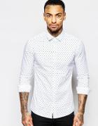 Asos Skinny Shirt In Heart Print With Long Sleeves - White