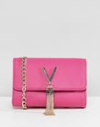 Valentino By Mario Valentino Foldover Tassel Cross Body Bag In Pink - Pink