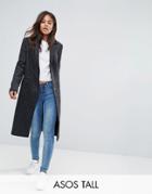 Asos Tall Slim Coat With Pocket Detail In Texture - Gray
