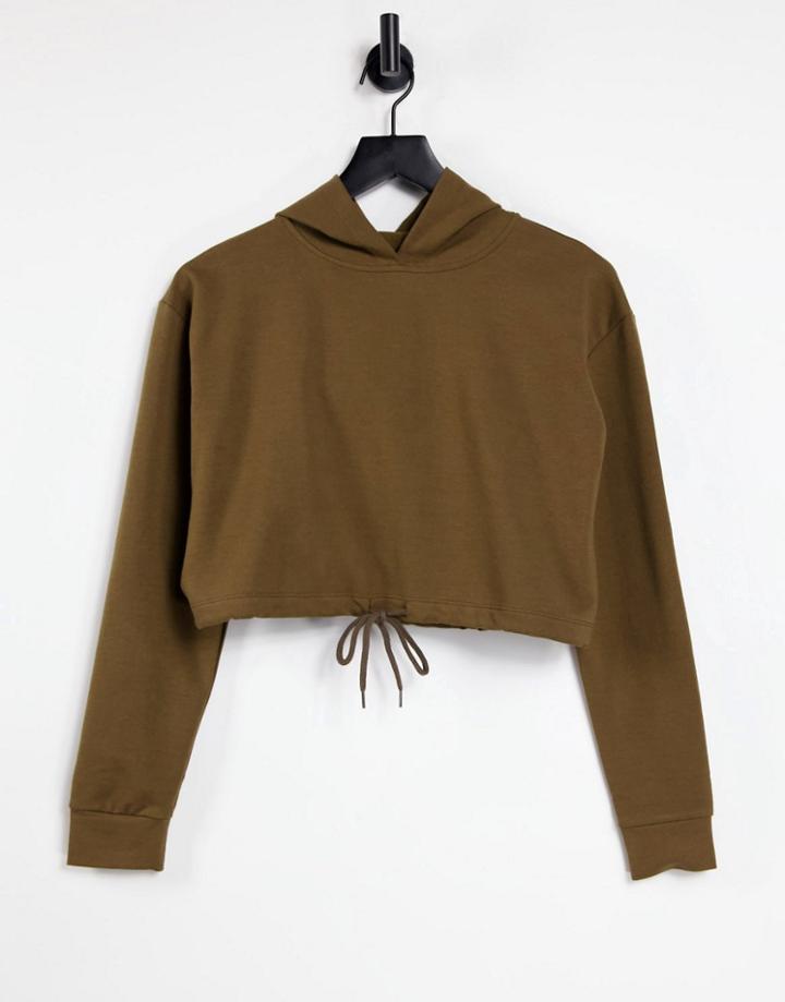 Parisian Cropped Tie Front Coordinating Sweater In Brown