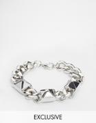 Reclaimed Vintage Pyramid Chain Bracelet In Silver - Silver