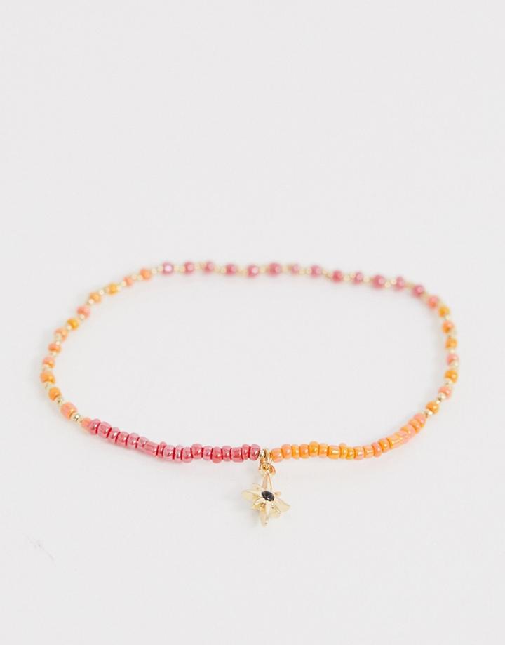 Asos Design Stretch Bracelet With Colorful Beads And Star Charm-multi