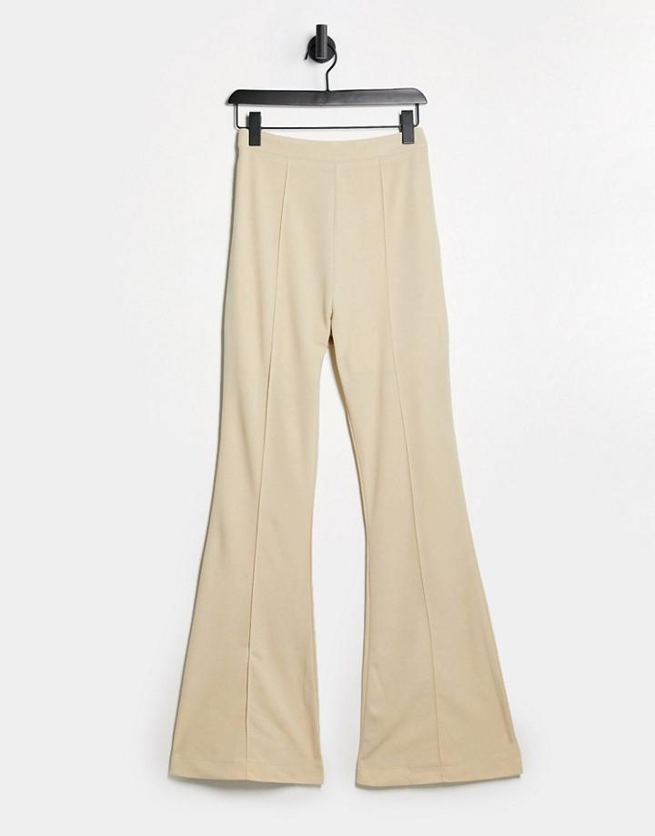 Club L Tailored Flare Leg Pants In Stone-grey