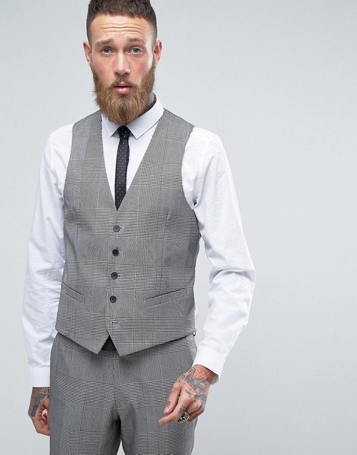 Rudie Super Skinny Gray Check Vest - Gray