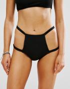 Motel Cut Out High Wasit Bikini Bottom - Black