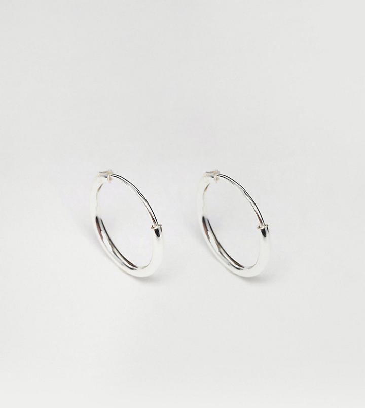 Reclaimed Vintage Inspired 12mm Hoop Earrings In Sterling Silver - Silver