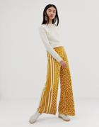 Asos Design Wide Leg Pants In Spot And Stripe Print - Multi