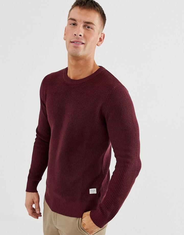Jack And Jones Originals Ribbed Crew Neck Knitwear - Red