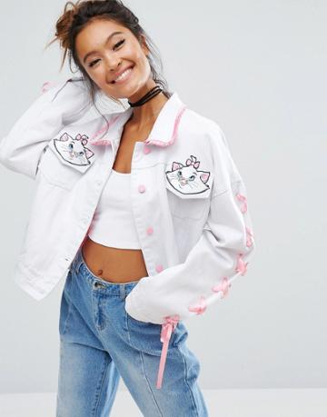 Lazy Oaf X Disney Aristocats Denim Jacket - White