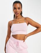 Asos Design Ultimate Bandeau Crop Top With Skinny Straps In Baby Pink - Part Of A Set