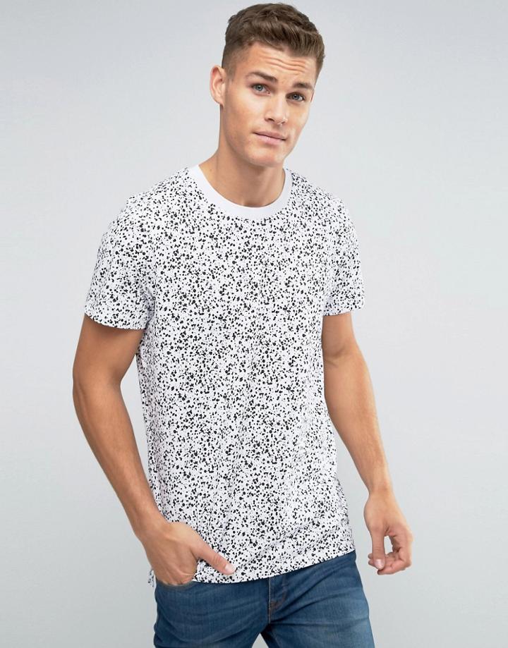 Jack And Jones T-shirt With Contrasting All Over Splatter Print - White