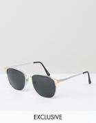 Reclaimed Vintage Inspired Square Metal Sunglasses In Silver - Silver
