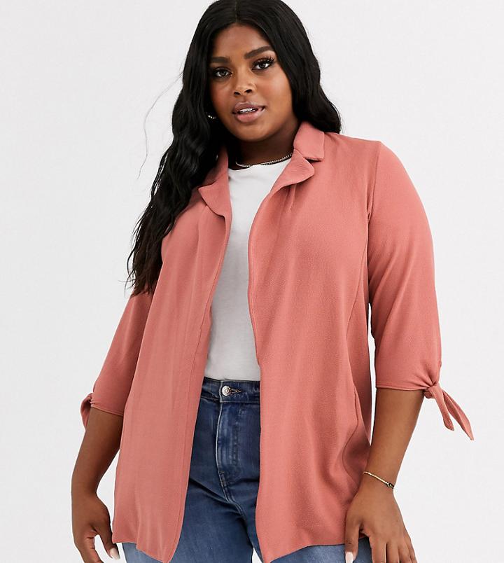 New Look Curve Oversized Blazer In Pink-black