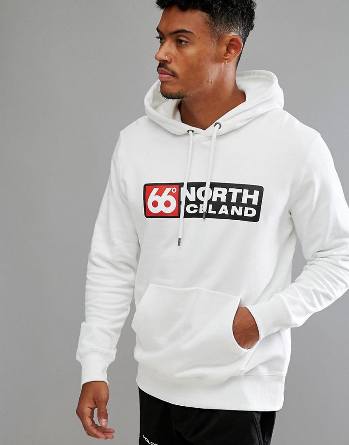 66o North Logn Hoodie In White - White