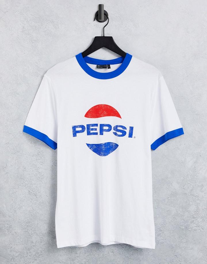Asos Design T-shirt With Pepsi Print In White