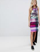 Versace Jeans Hi-lo Tank Dress With Palm Print Logo - Black