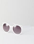 Monki Round Cat Eye Sunglasses - White