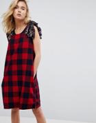 Diesel Ruffle Sleeve Check Dress - Multi