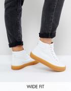 Asos Dollar Bill Wide Fit Lace Up Hiker Hi Tops - White