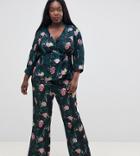 Fashion Union Plus Wide Leg Pants In Romantic Floral Co-ord - Multi