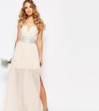 Tfnc Wedding Pleated Embellished Waist Maxi Dress - Pink