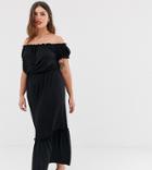 New Look Curve Bardot Maxi Dress In Black - Black