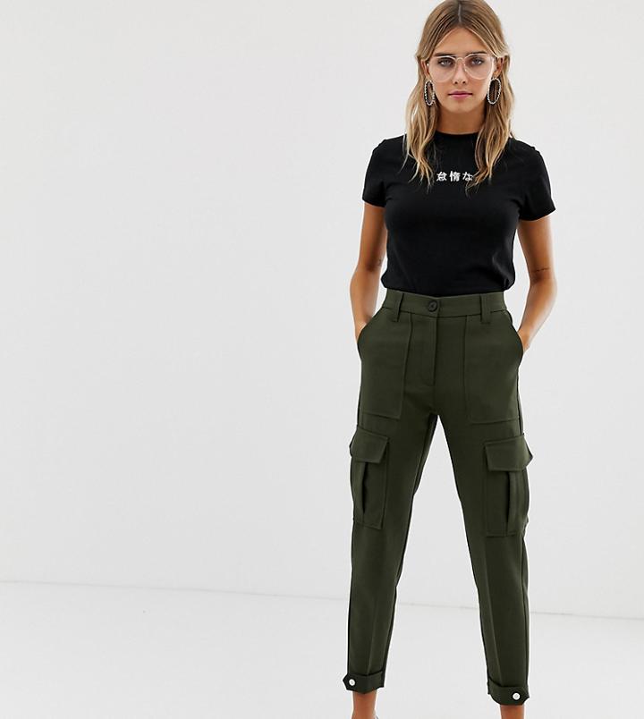 Bershka Utility Cargo Pants In Khaki