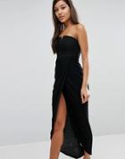 Rare London Bandeau Wrap Dress - Black