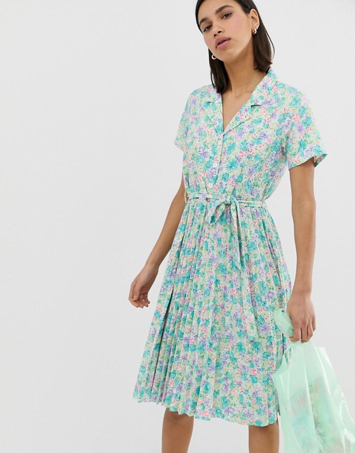 Resume Mitzie Retro Pleat Skirt Tea Dress-green
