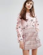 Sister Jane Ruffle Shirt In Print - Pink