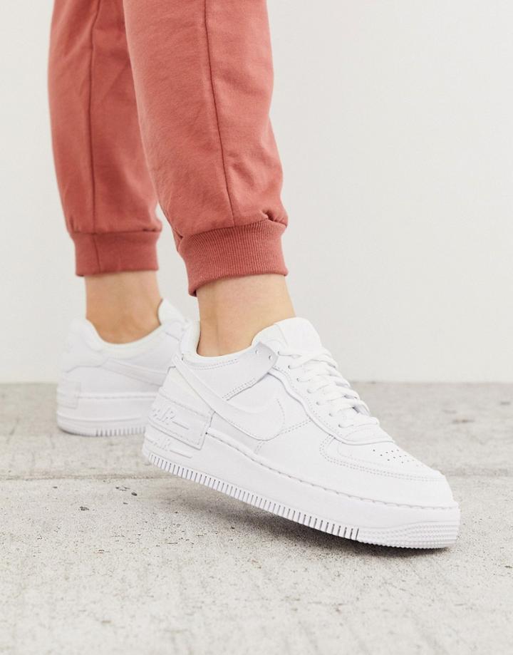 Nike Air Force 1 Shadow Trainers In Triple White