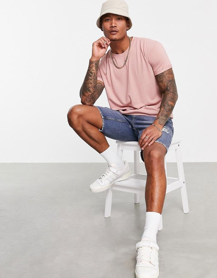 Pull & Bear Muscle Longline T-shirt In Pastel Pink
