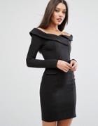Lavish Alice Off Shoulder Tailored Mini Dress - Black