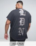 Asos Plus Extreme Oversized T-shirt With London Burn Out Print - Gray