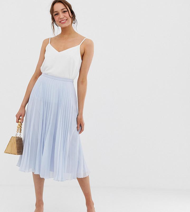 Asos Design Tall Pleated Midi Skirt-green