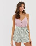 Asos Design Button Through Linen Cami - Multi