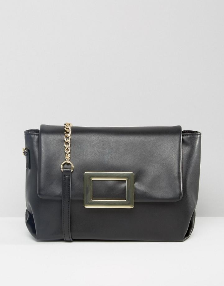 Asos Soft Shoulder Bag With Metal Clasp - Black